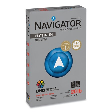 Navigator Paper, 20lb., 99Br, 11"x17", BrightWhite, PK5 NPL1720